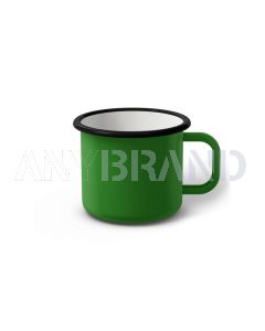 Emaille Tasse 7 cm hellgrün, schwarzer Rand, Innenfarbe weiß, (Cappuccinotasse)