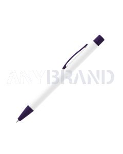 Bokaj Metallkugleschreiber weiß mit farbigen Applikationen lila