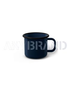 Emaille Tasse 6 cm dunkelblau, schwarzer Rand, Innenfarbe dunkelblau, (Kaffeetasse)