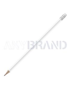 Bleistift rund weiß mit Radierer, FSC white