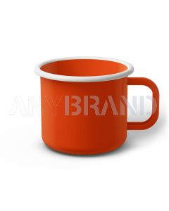 Emaille Tasse 9 cm orange, weißer Rand, Innenfarbe orange, (Jumbotasse)