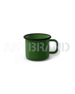 Emaille Tasse 6 cm grün, schwarzer Rand, Innenfarbe grün, (Kaffeetasse)