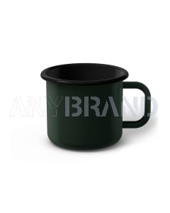 Emaille Tasse 8 cm dunkelgrün, schwarzer Rand, Innenfarbe schwarz, (Klassiker)