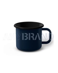Emaille Tasse 8 cm dunkelblau, schwarzer Rand, Innenfarbe schwarz, (Klassiker)