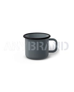 Emaille Tasse 6 cm grau, schwarzer Rand, Innenfarbe grau, (Kaffeetasse)