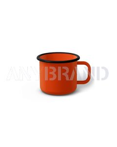 Emaille Tasse 6 cm orange, schwarzer Rand, Innenfarbe orange, (Kaffeetasse)