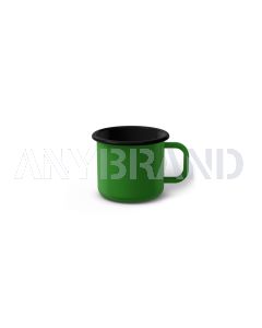Emaille Tasse 5 cm hellgrün, schwarzer Rand, Innenfarbe schwarz, (Espressotasse)