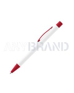 Bokaj Metallkugleschreiber weiß mit farbigen Applikationen rot