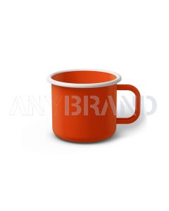 Emaille Tasse 7 cm orange, weißer Rand, Innenfarbe orange, (Cappuccinotasse)