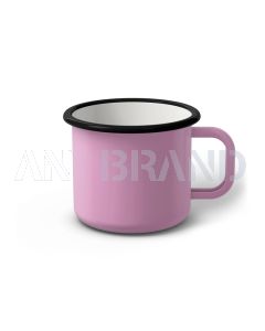 Emaille Tasse 8 cm pink, schwarzer Rand, Innenfarbe weiß, (Klassiker)
