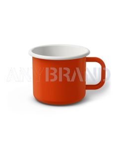 Emaille Tasse 8 cm orange, weißer Rand, Innenfarbe weiß, (Klassiker)