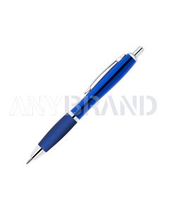Curvo Metallkugelschreiber chrome mit Softgripgriffzone und Licht blau