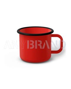Emaille Tasse 8 cm rot, schwarzer Rand, Innenfarbe rot, (Klassiker)