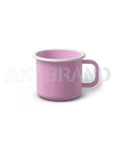 Emaille Tasse 7 cm pink, weißer Rand, Innenfarbe pink, (Cappuccinotasse)
