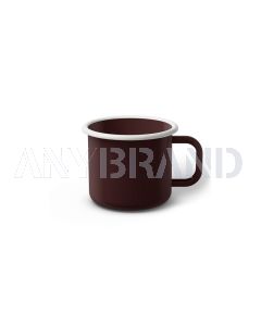 Emaille Tasse 6 cm dunkelbraun, weißer Rand, Innenfarbe dunkelbraun, (Kaffeetasse)