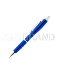 Curvo Metallkugelschreiber chrome mit Metallgriffzone blau
