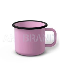 Emaille Tasse 9 cm pink, schwarzer Rand, Innenfarbe pink, (Jumbotasse)