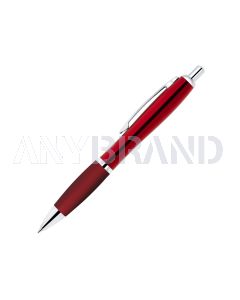 Curvo Metallkugelschreiber chrome mit Softgripgriffzone rot