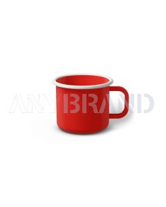 Emaille Tasse 6 cm rot, weißer Rand, Innenfarbe rot, (Kaffeetasse)