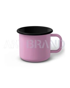 Emaille Tasse 8 cm pink, schwarzer Rand, Innenfarbe schwarz, (Klassiker)
