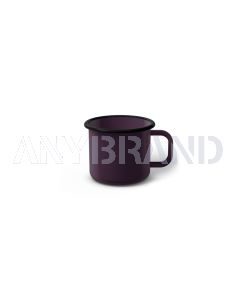 Emaille Tasse 5 cm dunkelviolett, schwarzer Rand, Innenfarbe dunkelviolett, (Espressotasse)