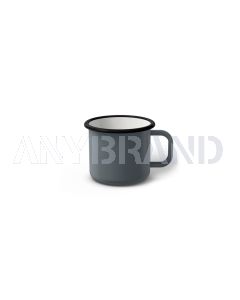 Emaille Tasse 5 cm grau, schwarzer Rand, Innenfarbe weiß, (Espressotasse)