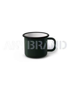 Emaille Tasse 6 cm dunkelgrün, schwarzer Rand, Innenfarbe weiß, (Kaffeetasse)