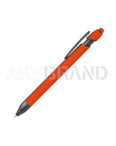 Alpha Rainbow Soft Touch Dreikant-Kugelschreiber mit Stylus gunmetal orange