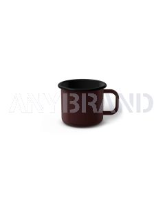 Emaille Tasse 5 cm dunkelbraun, schwarzer Rand, Innenfarbe schwarz, (Espressotasse)