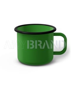 Emaille Tasse 9 cm hellgrün, schwarzer Rand, Innenfarbe hellgrün, (Jumbotasse)
