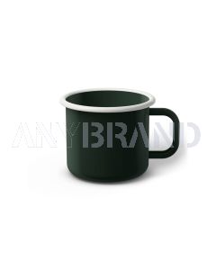Emaille Tasse 7 cm dunkelgrün, weißer Rand, Innenfarbe dunkelgrün, (Cappuccinotasse)