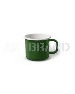 Emaille Tasse 6 cm grün, weißer Rand, Innenfarbe weiß, (Kaffeetasse)
