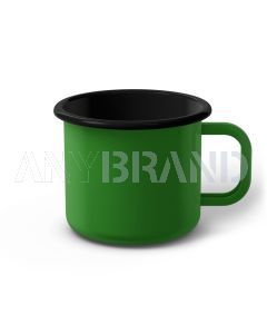 Emaille Tasse 9 cm hellgrün, schwarzer Rand, Innenfarbe schwarz, (Jumbotasse)