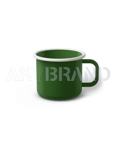 Emaille Tasse 7 cm grün, weißer Rand, Innenfarbe grün, (Cappuccinotasse)