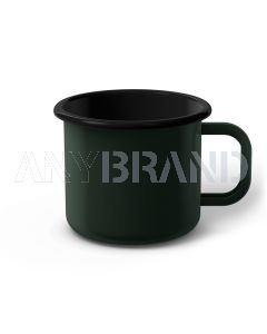Emaille Tasse 9 cm dunkelgrün, schwarzer Rand, Innenfarbe schwarz, (Jumbotasse)