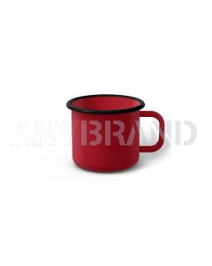 Emaille Tasse 6 cm dunkelrot, schwarzer Rand, Innenfarbe dunkelrot, (Kaffeetasse)