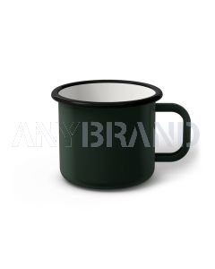 Emaille Tasse 8 cm dunkelgrün, schwarzer Rand, Innenfarbe weiß, (Klassiker)