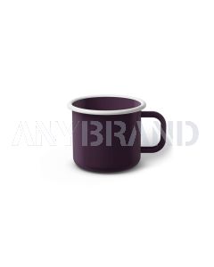 Emaille Tasse 6 cm dunkelviolett, weißer Rand, Innenfarbe dunkelviolett, (Kaffeetasse)