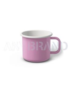 Emaille Tasse 7 cm pink, weißer Rand, Innenfarbe weiß, (Cappuccinotasse)