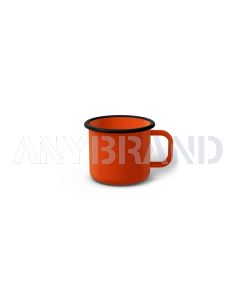 Emaille Tasse 5 cm orange, schwarzer Rand, Innenfarbe orange, (Espressotasse)