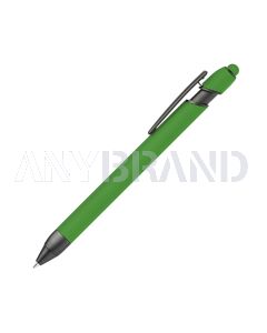 Alpha Rainbow Soft Touch Dreikant-Kugelschreiber mit Stylus gunmetal grün