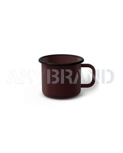 Emaille Tasse 6 cm dunkelbraun, schwarzer Rand, Innenfarbe dunkelbraun, (Kaffeetasse)