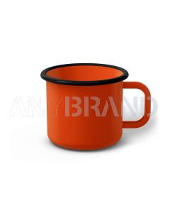 Emaille Tasse 8 cm orange, schwarzer Rand, Innenfarbe orange, (Klassiker)