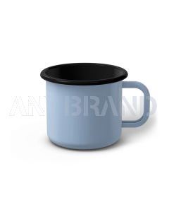 Emaille Tasse 8 cm hellblau, schwarzer Rand, Innenfarbe schwarz, (Klassiker)