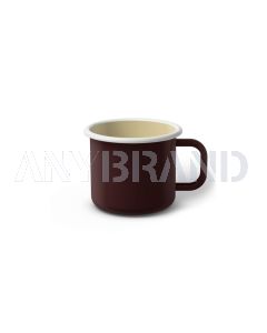 Emaille Tasse 6 cm dunkelbraun, weißer Rand, Innenfarbe beige, (Kaffeetasse)