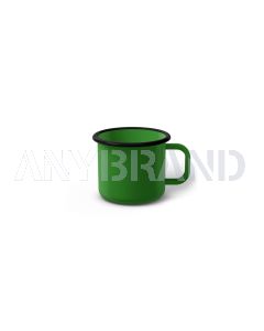 Emaille Tasse 5 cm hellgrün, schwarzer Rand, Innenfarbe hellgrün, (Espressotasse)