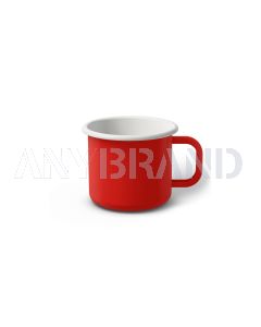 Emaille Tasse 6 cm rot, weißer Rand, Innenfarbe weiß, (Kaffeetasse)