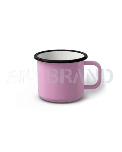 Emaille Tasse 7 cm pink, schwarzer Rand, Innenfarbe weiß, (Cappuccinotasse)