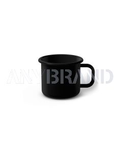 Emaille Tasse 6 cm schwarz, schwarzer Rand, Innenfarbe schwarz, (Kaffeetasse)