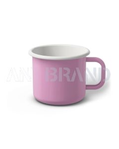 Emaille Tasse 8 cm pink, weißer Rand, Innenfarbe weiß, (Klassiker)
